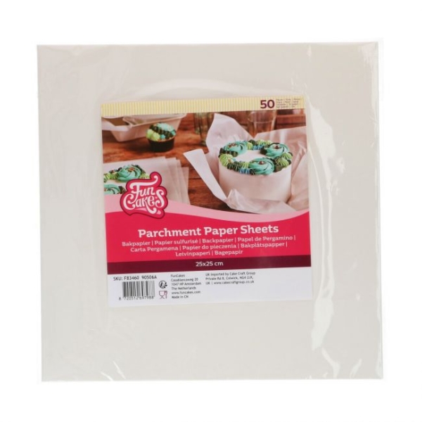 Parchment Paper Sheets 25x25 cm pk/50